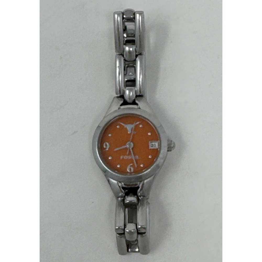 Vintage‎ Fossil College Collection Univ. Of Texas Longhorn Stainless Steel Watch